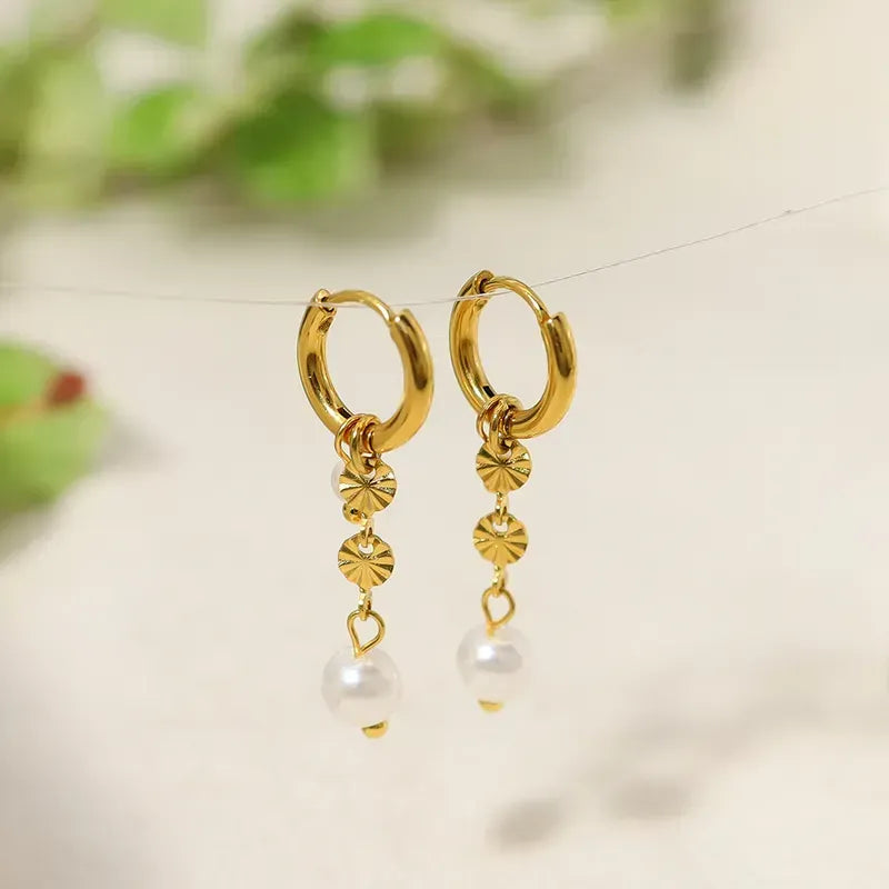 Boucles d'oreilles Perles plaqué Or 18K