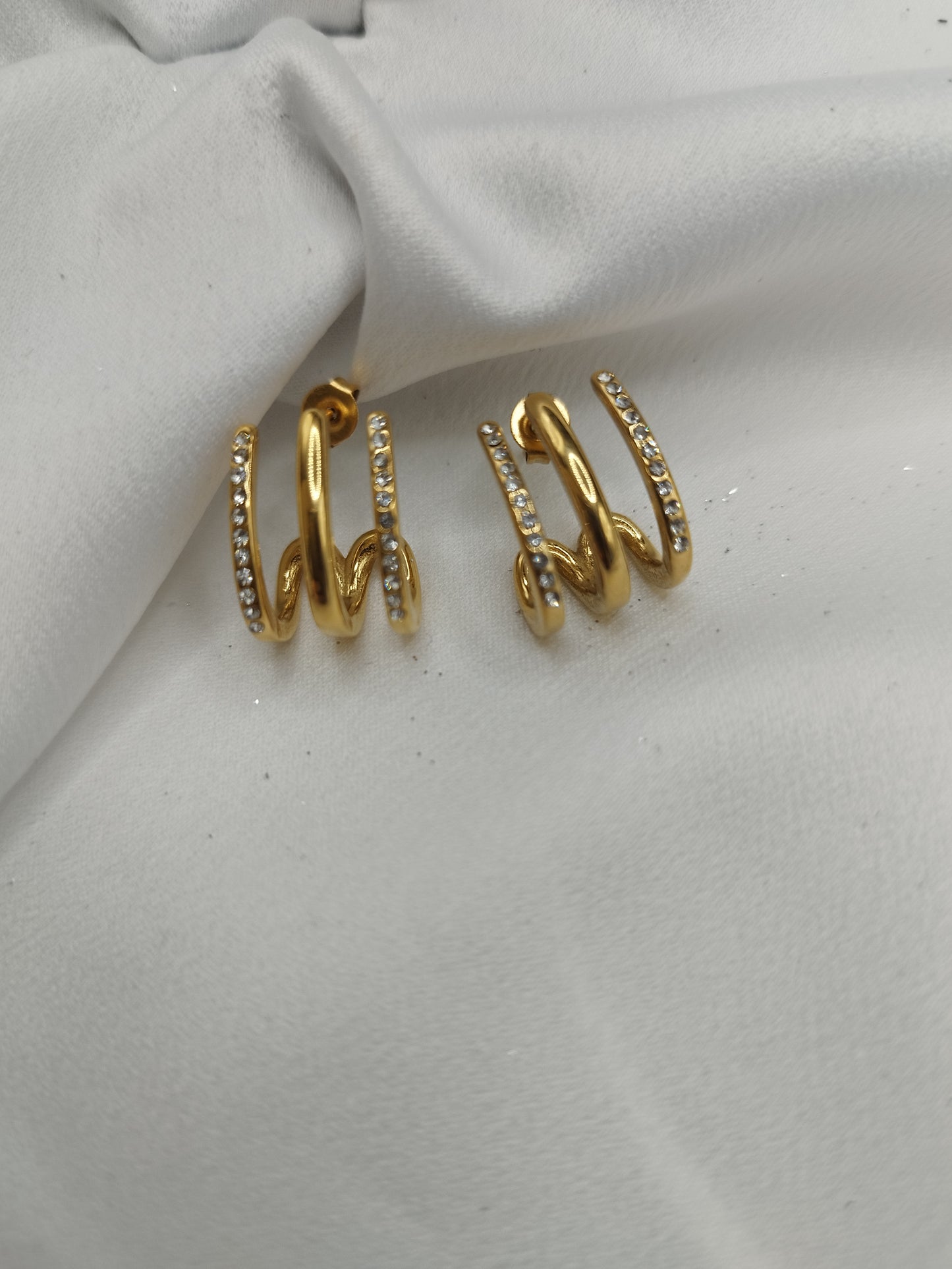 Boucles d'oreilles Three Plaqué Or 24K