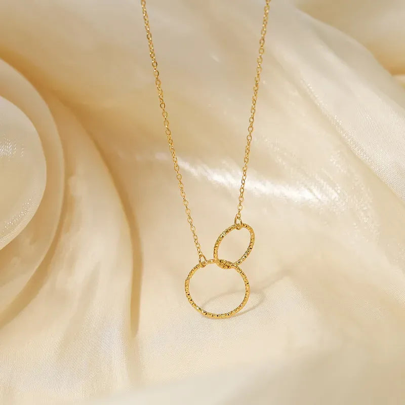 Collier mon Double Cercle Plaqué Or 18K