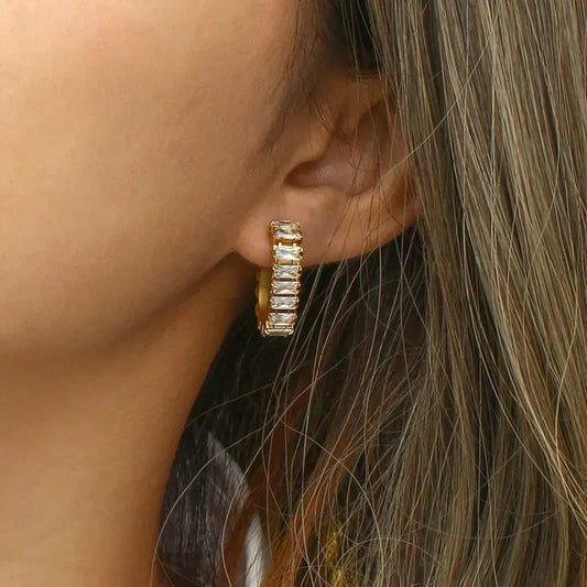 Boucles d'oreilles Forme C Plaqué Or 18K